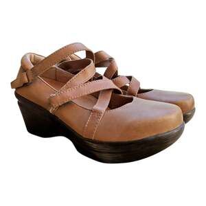 Sanita Neve Mary Jane Womens US 7.5 Brown Leather Round Toe Strappy Casual Shoes